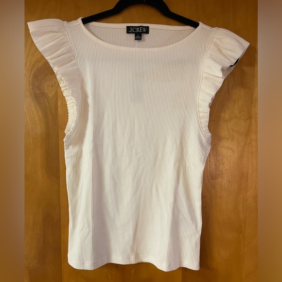 Ivory Ruffle Sleeve Ribbed Top - Picture 4 of 6